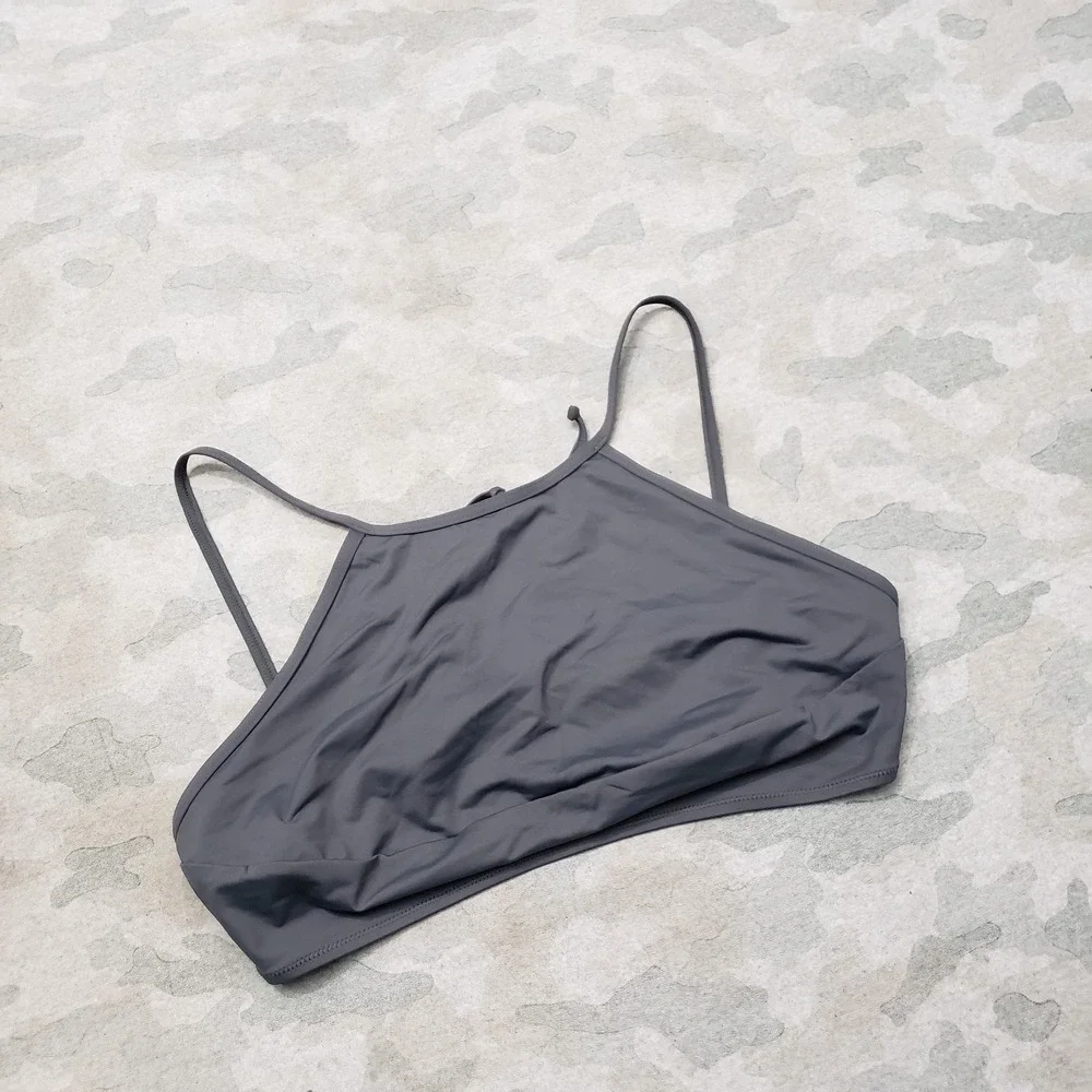 Skims Bikini Top Womens 3X Gray NWT Swim High Neck